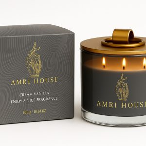 Vanilla Cream Premium Scented Candle – 3-Wick Creamy Soy Wax Candle for Bedroom, Spa & Relaxation – 10.58 oz,50 Hours Clean Burn – Luxury Jar Design – Gift for Women & Home Décor